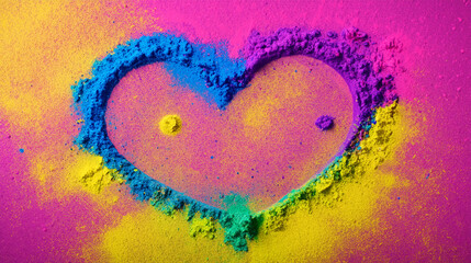 Wall Mural - A Heart Made of Dust of Paint , happy holi celebration indian concept 