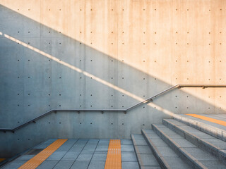 Fototapete - Cement concrete wall stairs step with lighting shade shadow Architecture details