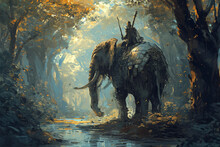 Illustration Of A Forest Elephant Knight