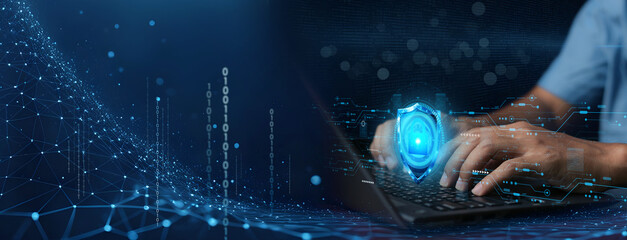 cyber security concept, login, user, identification information security and encryption, secure inte