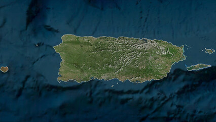 Wall Mural - Puerto Rico - USA outlined. High-res satellite map