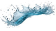 Realistic blue water splash and drops on transparent background