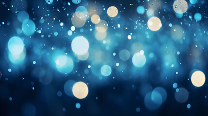 blue bokeh, raining light, blurry lights, blurry background, blue confettis on a black background, u