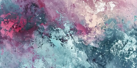 Wall Mural - Silver oil paint  texture in pastel violet, pink and mint colors with scratches.