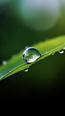 Wall Mural - Photo Close-up of water drops on leaves