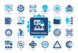 © Genestro - Operating Model icon set. Technology, Performance, Strategy, Decision Making, Business Model, Understanding, Management, Representation. Duotone color solid icons