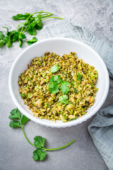 Wall Mural - Roasted organic cauliflower and broccoli rice with herbs - paleo and ketogenic diet concept