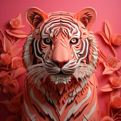Poster - A 3D Tiger icon in vibrant coral, symbolizing startup businesses and innovation.