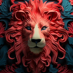Poster - Lion icon in vibrant coral, symbolizing startup businesses and innovation.