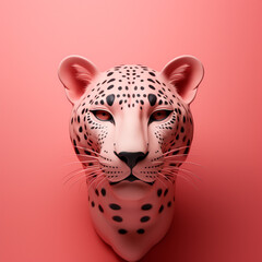Aufkleber - Leopard icon, featuring a sleek and stylish Leopard profile against a pale coral background. This design offers a modern and sophisticated touch, suitable for contemporary branding.