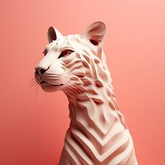 Poster - Cheetah icon, featuring a sleek and stylish Cheetah profile against a pale coral background. This design offers a modern and sophisticated touch, suitable for contemporary branding.
