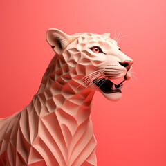 Poster - Cheetah icon, featuring a sleek and stylish Cheetah profile against a pale coral background. This design offers a modern and sophisticated touch, suitable for contemporary branding.
