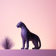 Aufkleber - Jaguar icon in silhouette, gracefully standing against a serene pastel lavender background, exuding elegance and charm. Ideal for nature-themed designs and advertisements.