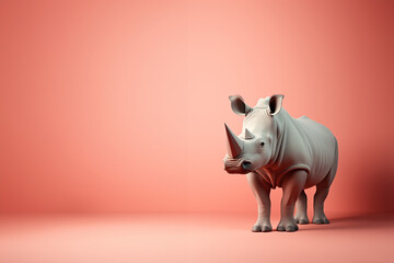 Poster -  Rhinoceros icon, featuring a sleek and stylish Rhinoceros profile against a pale coral background. This design offers a modern and sophisticated touch, suitable for contemporary branding.
