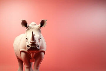 Poster -  Rhinoceros icon, featuring a sleek and stylish Rhinoceros profile against a pale coral background. This design offers a modern and sophisticated touch, suitable for contemporary branding.