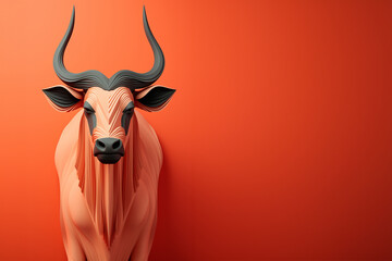 Aufkleber -  Wildebeest icon, featuring a sleek and stylish Wildebeest profile against a pale coral background. This design offers a modern and sophisticated touch, suitable for contemporary branding.
