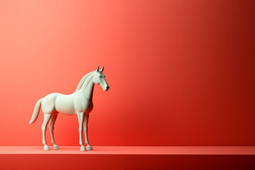 Poster - Horse icon, featuring a sleek and stylish Horse profile against a pale coral background. This design offers a modern and sophisticated touch, suitable for contemporary branding.