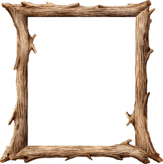 Sticker - Wooden frame isolated on transparent background. PNG