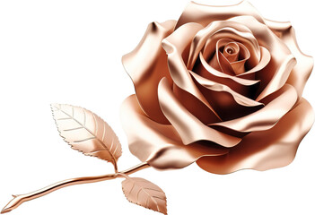 Golden rose isolated on transparent background. PNG