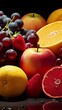 Vertical video healthy eating ingredients: fresh fruits. Nutrition, diet, healthy food concept.