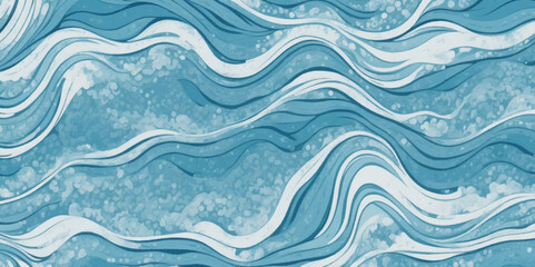 Abstract vector ocean wave soft blue and white background. Seamless pattern with blue waves.