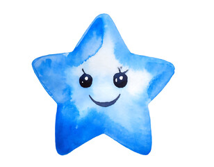 Wall Mural - Cute blue star shape isolated.