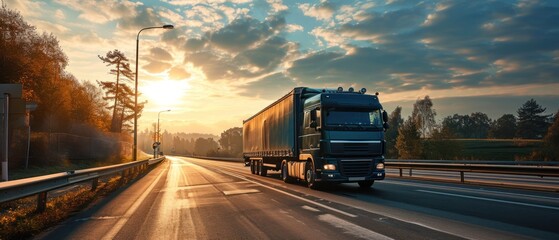 delivery logistics truck on city highway