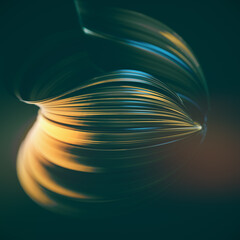 Leinwandbilder - Digital illustration of a metallic twisted sphere on a dark background. 3d rendering