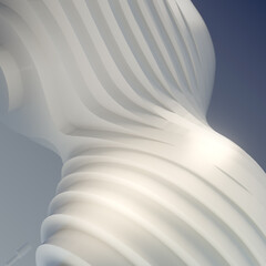 Aufkleber - Abstract white shape with curved and twisted design. Modern abstract style. 3d rendering digital illustration