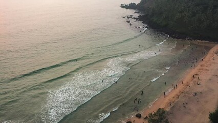 Canvas Print - Aerial view of the beach in Goa, India.