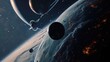 Deep space planets, awesome science fiction wallpaper, Cosmic landscape. Background for computer games, Banner