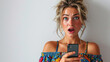 © lc design - Women who are surprised to see their cell phones