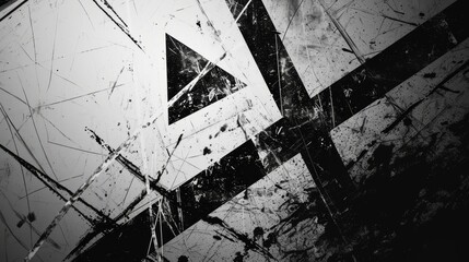 Poster - Monochrome geometric warning patterns with a sharp, modern contrast and a triangle.