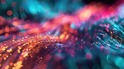 Poster - Glowing fiber optic cables texture with vibrant colors and high-tech feel.