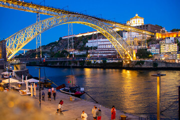 Sticker - Dom Luis bridge and Douro riverbank in Porto