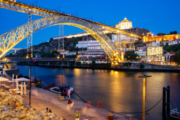 Sticker - Dom Luis bridge and Douro riverbank in Porto