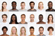 Global People diversity Collage Portraits, Each person close up shot in white background, portraits of multicultural people, Collage Showcasing the Many Faces and Stories of Males and Females