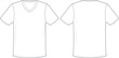 Unsex white V-neck t-shirt design templates (front, back views). Vector illustration.