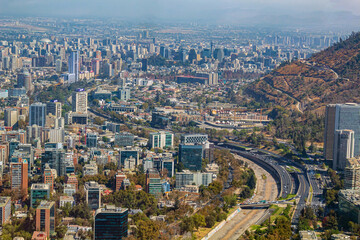 Wall Mural - aerial view of the city Cerro San Cristóbal Santiago Chile