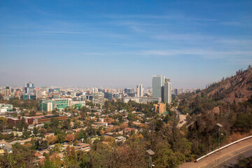 Canvas Print - view of downtown city Cerro San Cristóbal Santiago Chile