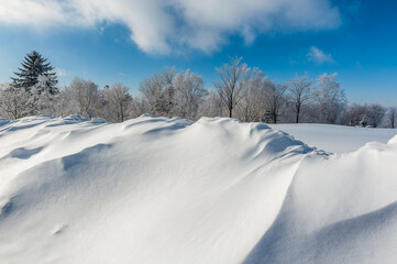 Wall Mural - Lao Rik soft rime landscape, northwest of Zhenbong Mountain, at the junction of Helong city and Antu County, Yanbian Korean Autonomous Prefecture, Jilin Province, China