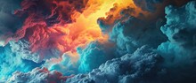 Dramatic cloudscape with vivid orange and cool blue tones.