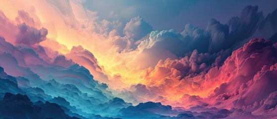 Canvas Print - Dramatic cloudscape with vivid orange and cool blue tones.