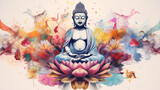 Fototapeta  - buddha painting in lotus position