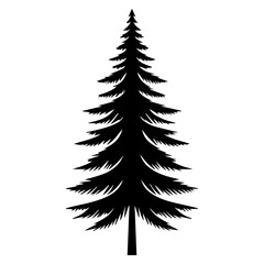 Canvas Print - Pine Tree vector silhouette black color 19