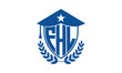FHL three letter iconic academic logo design vector template. monogram, abstract, school, college, university, graduation cap symbol logo, shield, model, institute, educational, coaching canter, tech