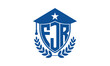 FJR three letter iconic academic logo design vector template. monogram, abstract, school, college, university, graduation cap symbol logo, shield, model, institute, educational, coaching canter, tech