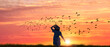 girl and Sunset Concept of tourism 
