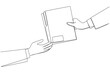 © Simple Line - Continuous one line drawing hand gives document folder. Concept of sharing work data. Provide work that must be completed right away. Tidying up documents. Single line draw design vector illustration