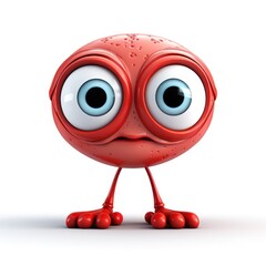 Canvas Print -  a red cartoon character with big eyes and a sad look on his face, standing in front of a white background.